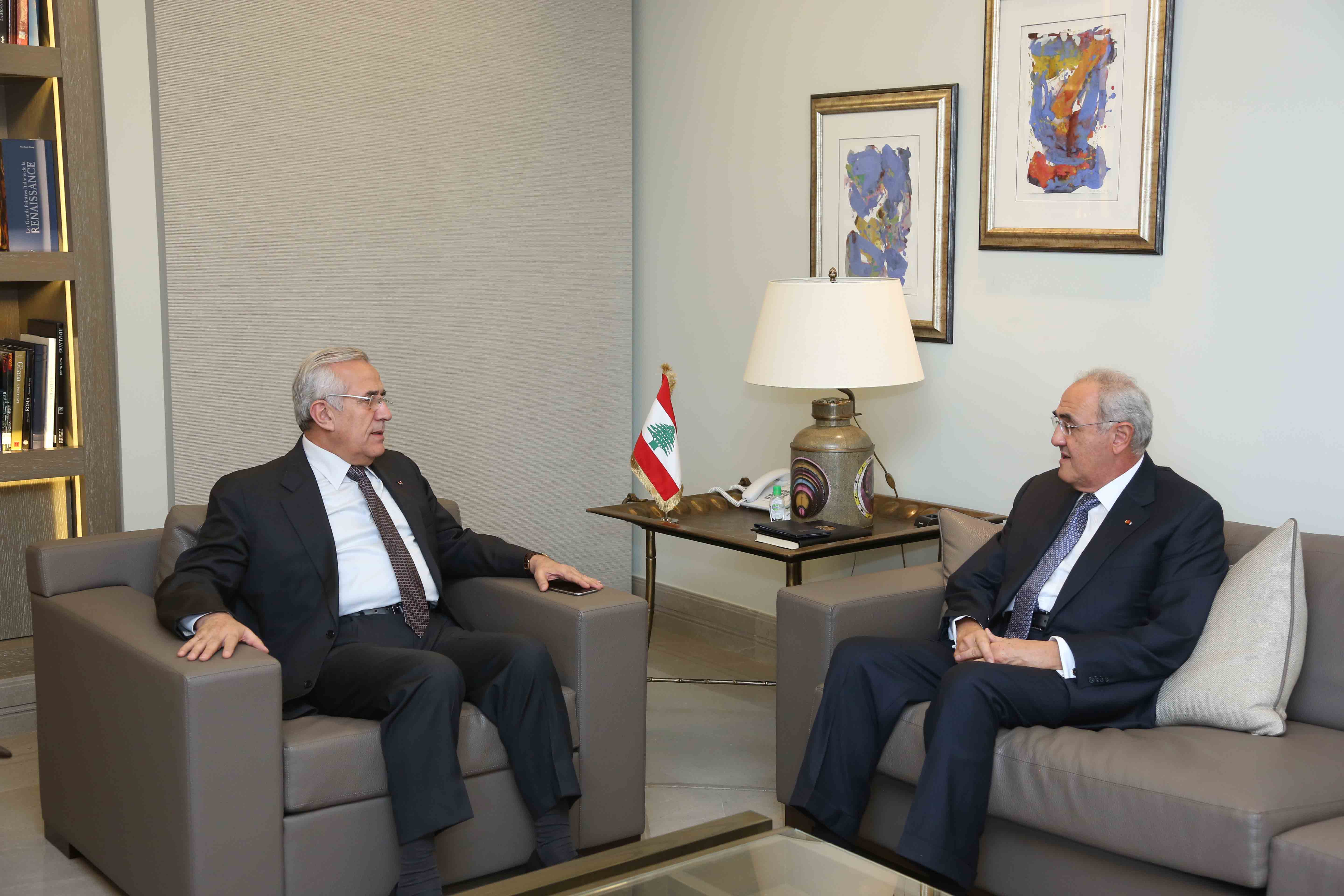 Former President Michel Sleiman Meets Former Minister Khalil Hraoui